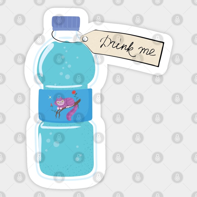 Drink me Water Bottle Alice in wonderland Cheshire cat Sticker by the-Bebop